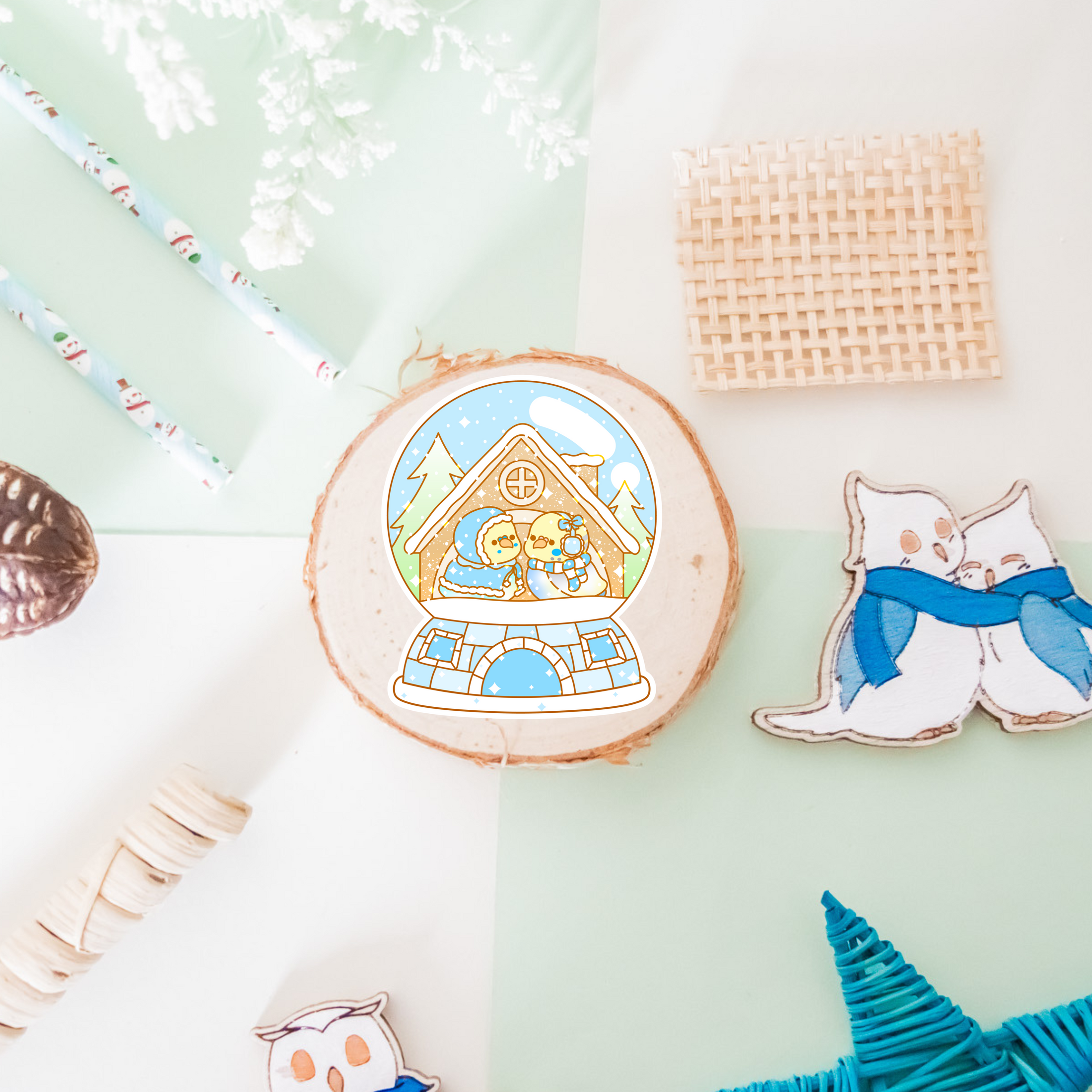Winter Wonderland Budgies Vinyl Sticker - Winter Collection