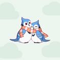 Load image into Gallery viewer, Blue Jay Winter Snuggle Vinyl Sticker - Winter Collection

