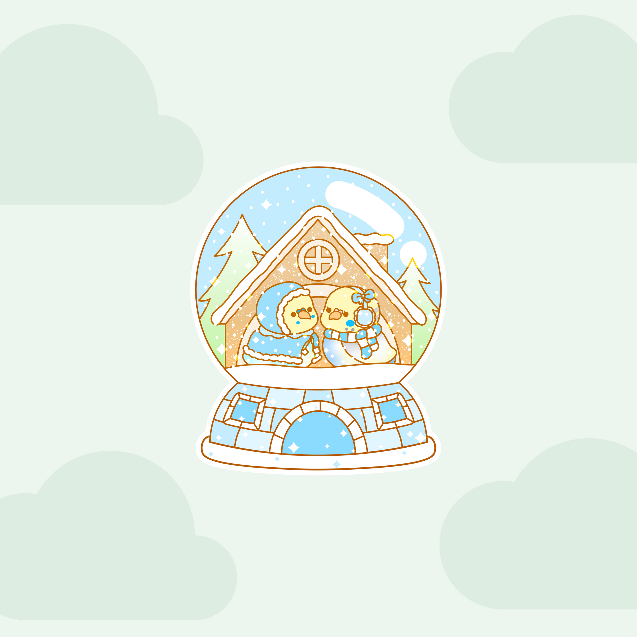 Winter Wonderland Budgies Vinyl Sticker - Winter Collection