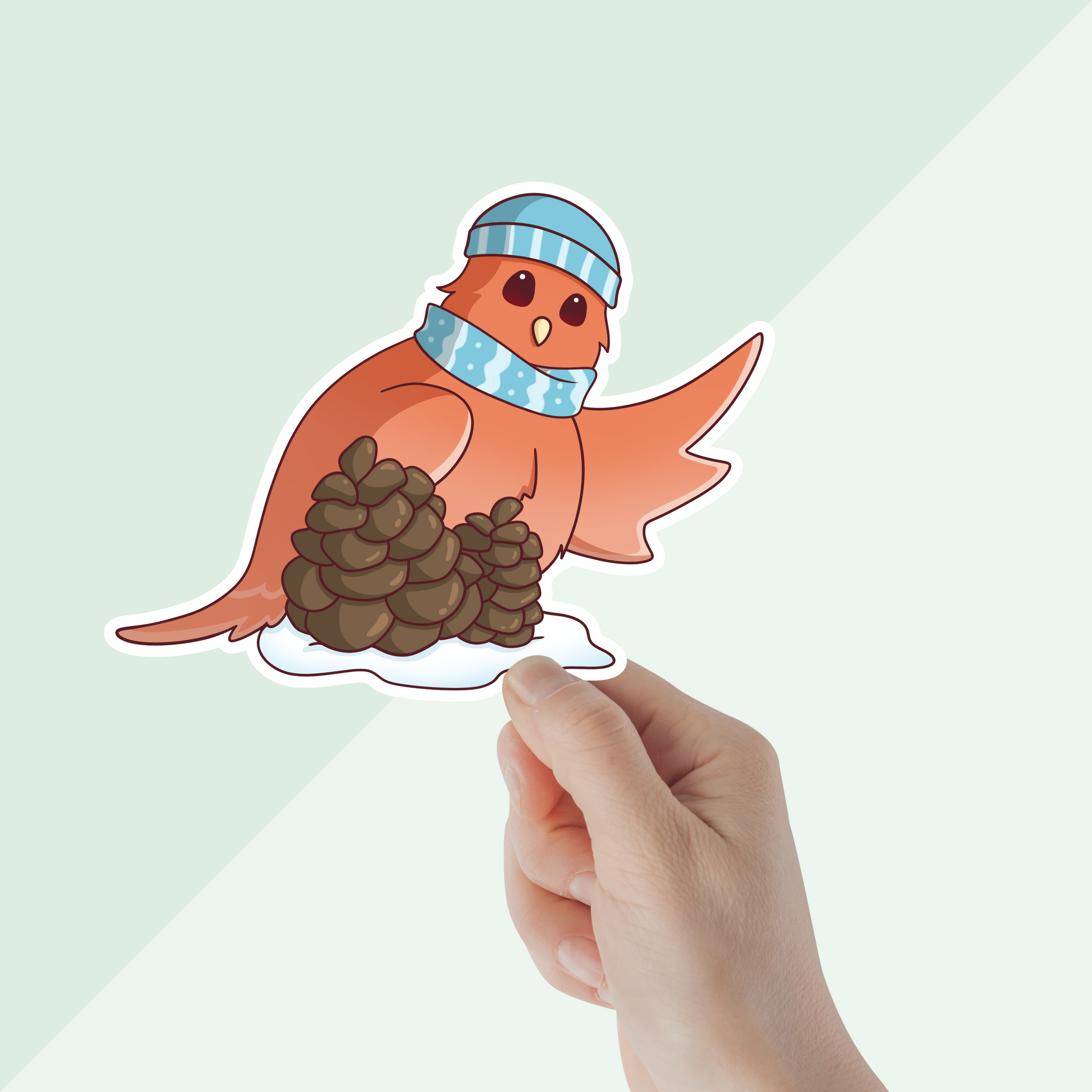 Cozy Winter Robin Vinyl Sticker - Winter Collection