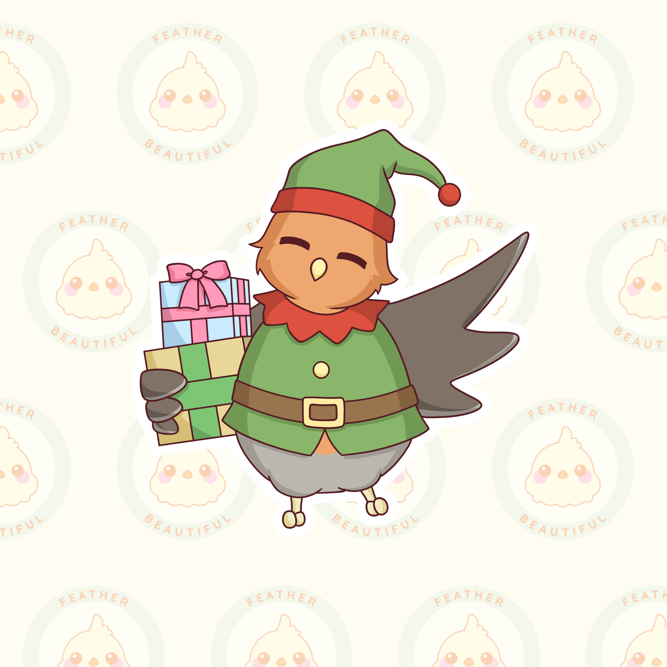 Robin the Christmas Elf Vinyl Sticker - Christmas Collection