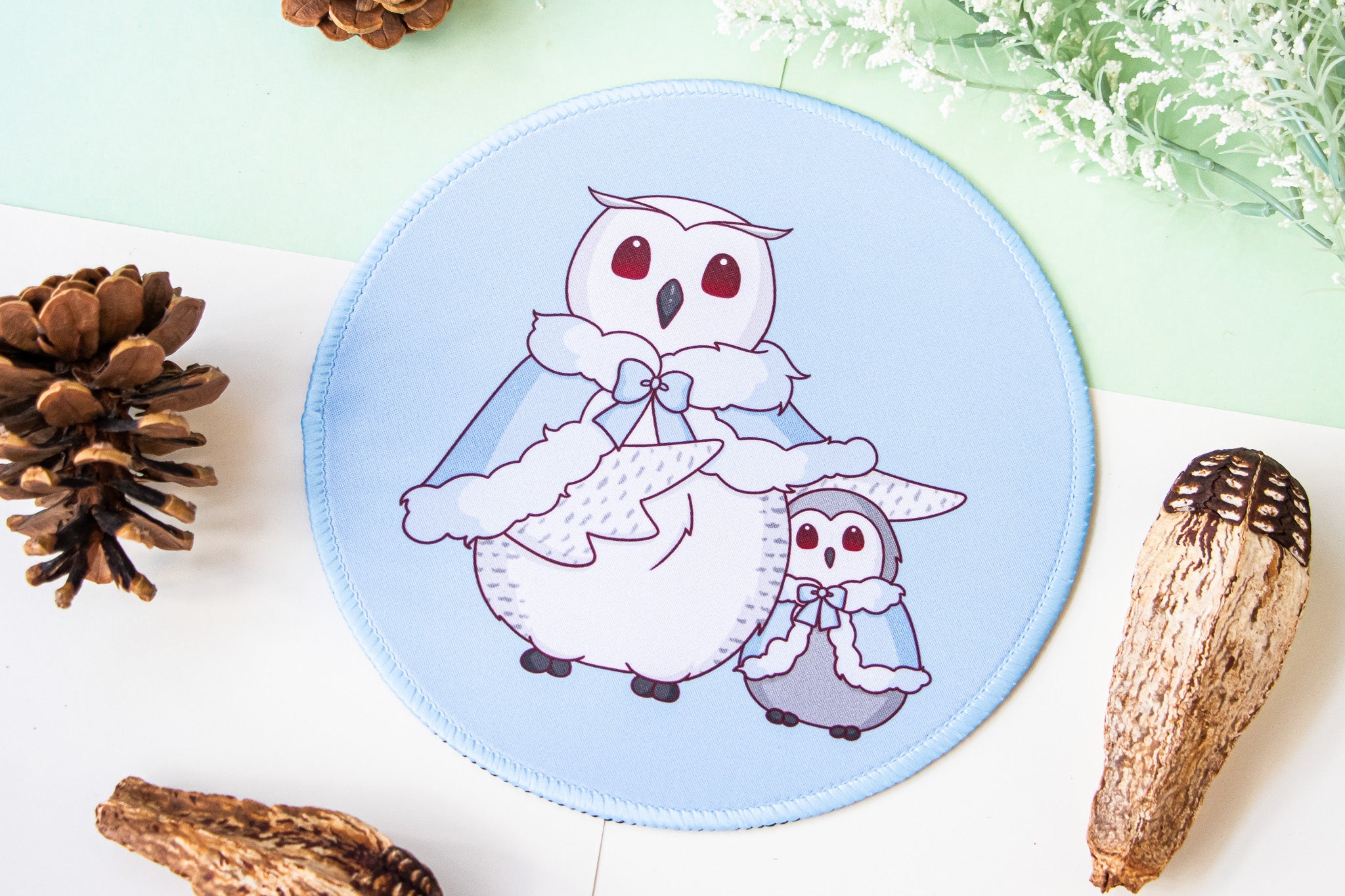 Frosty Feather Mouse Mat - Winter Collection