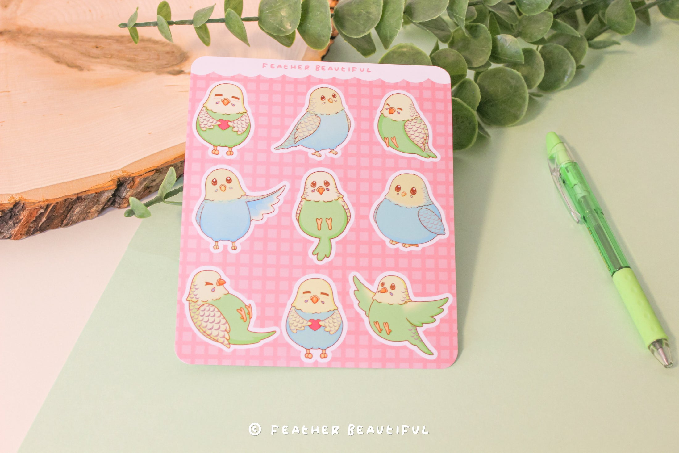 Kawaii Budgie - Sticker Sheet
