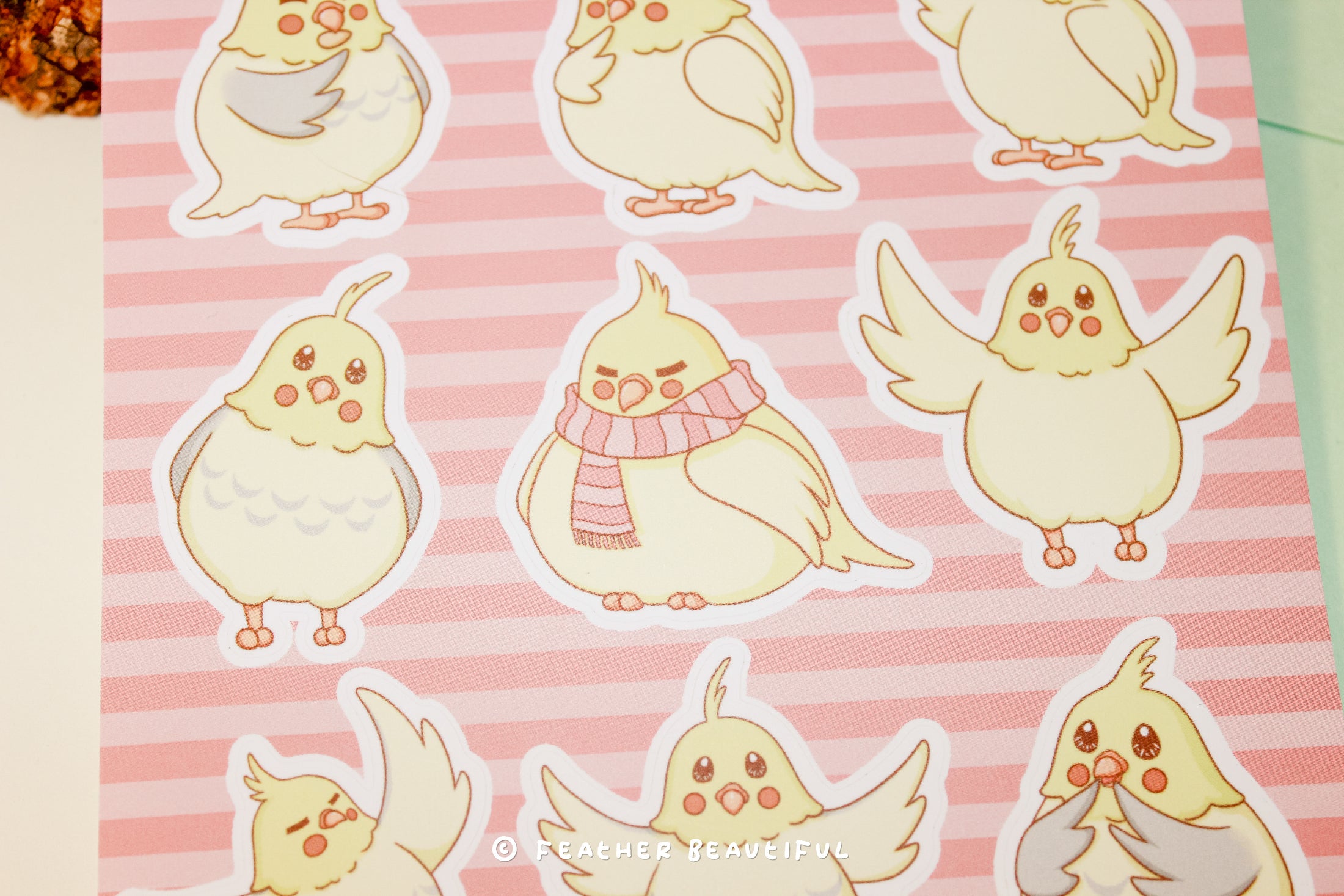 Kawaii Cockatiel - Sticker Sheet