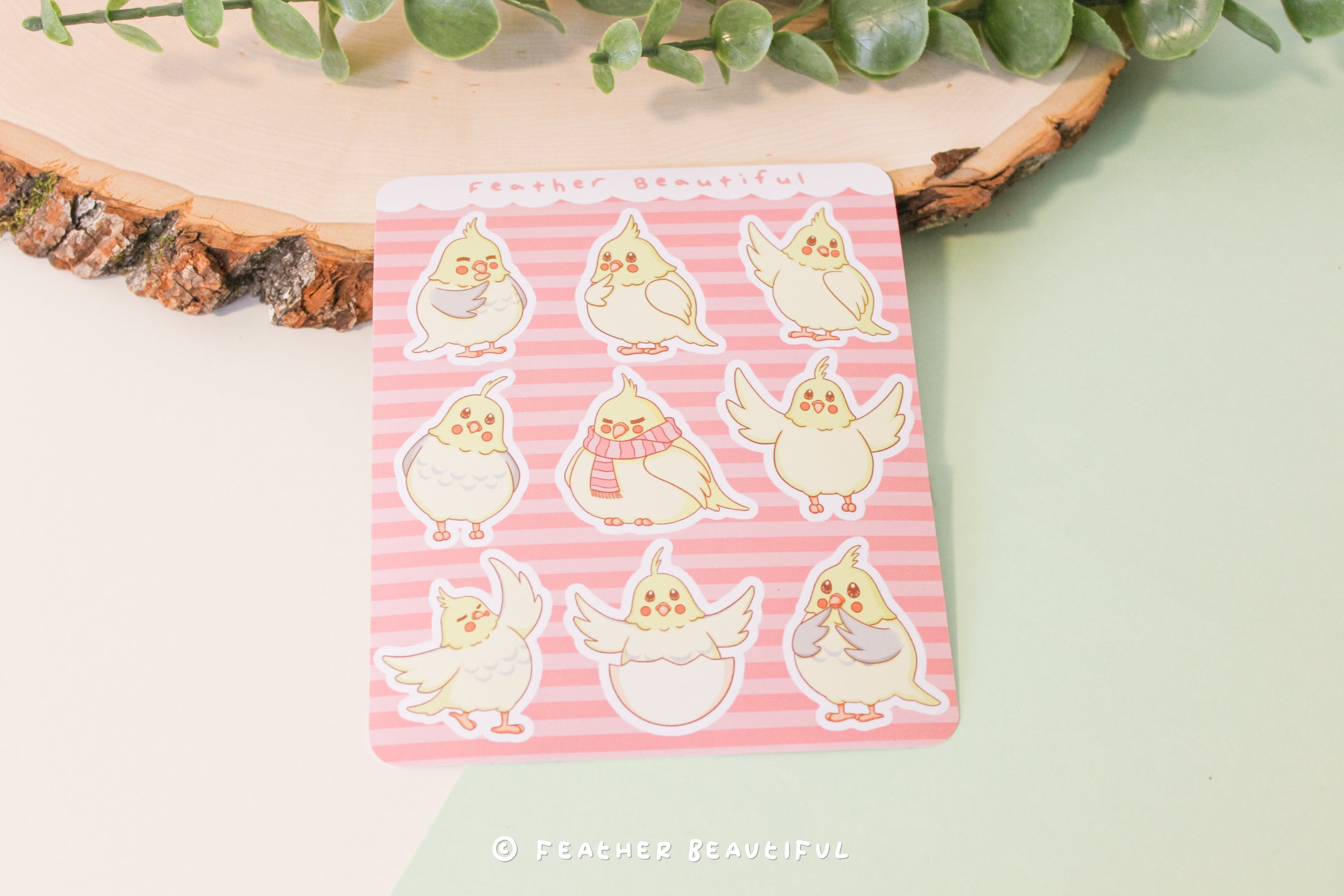 Kawaii Cockatiel - Sticker Sheet
