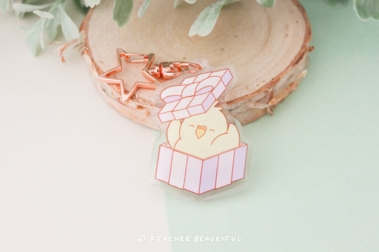 Cockatiel in A Box - Acrylic Keychain