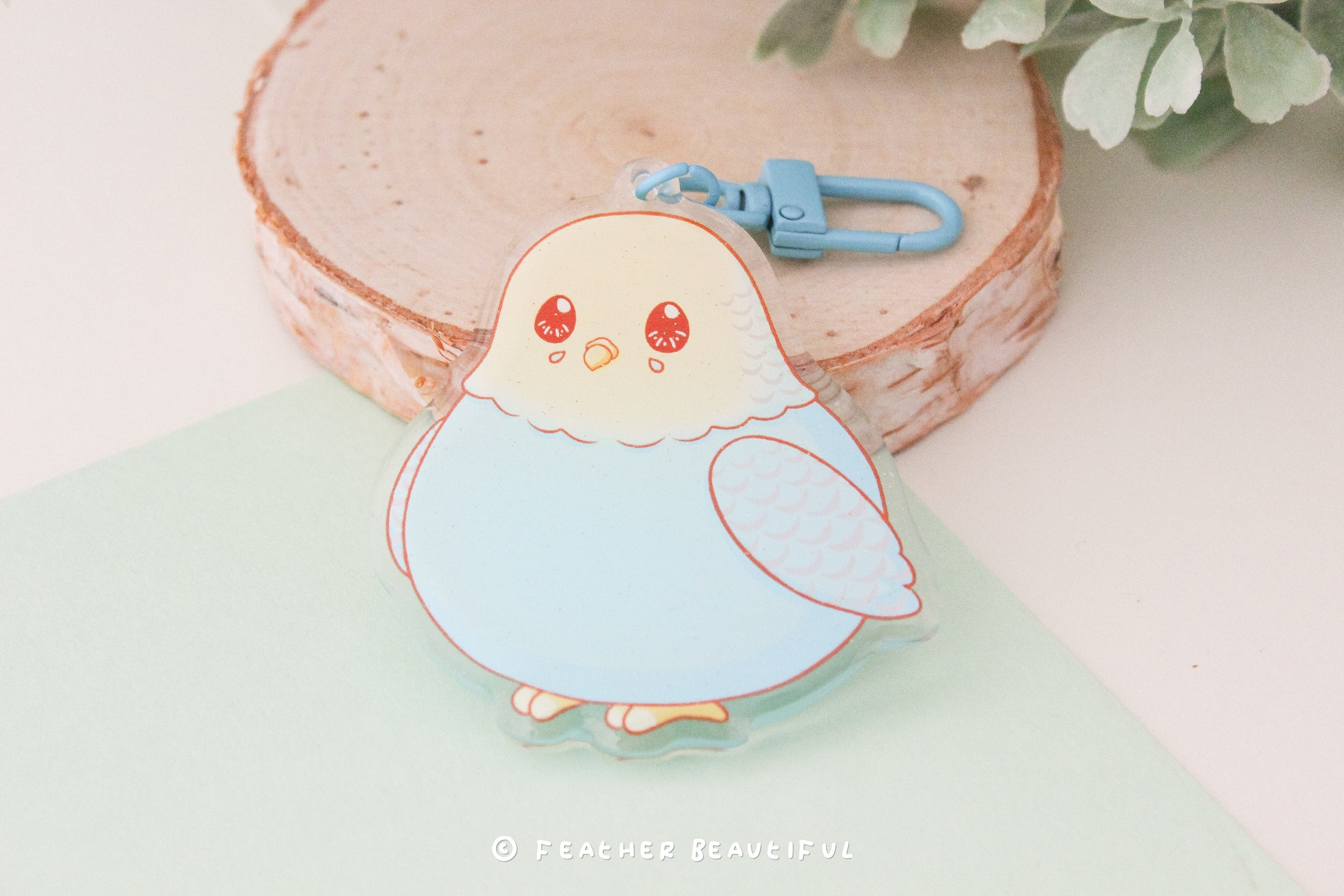 Chubby Blue Budgie - Acrylic Keychain