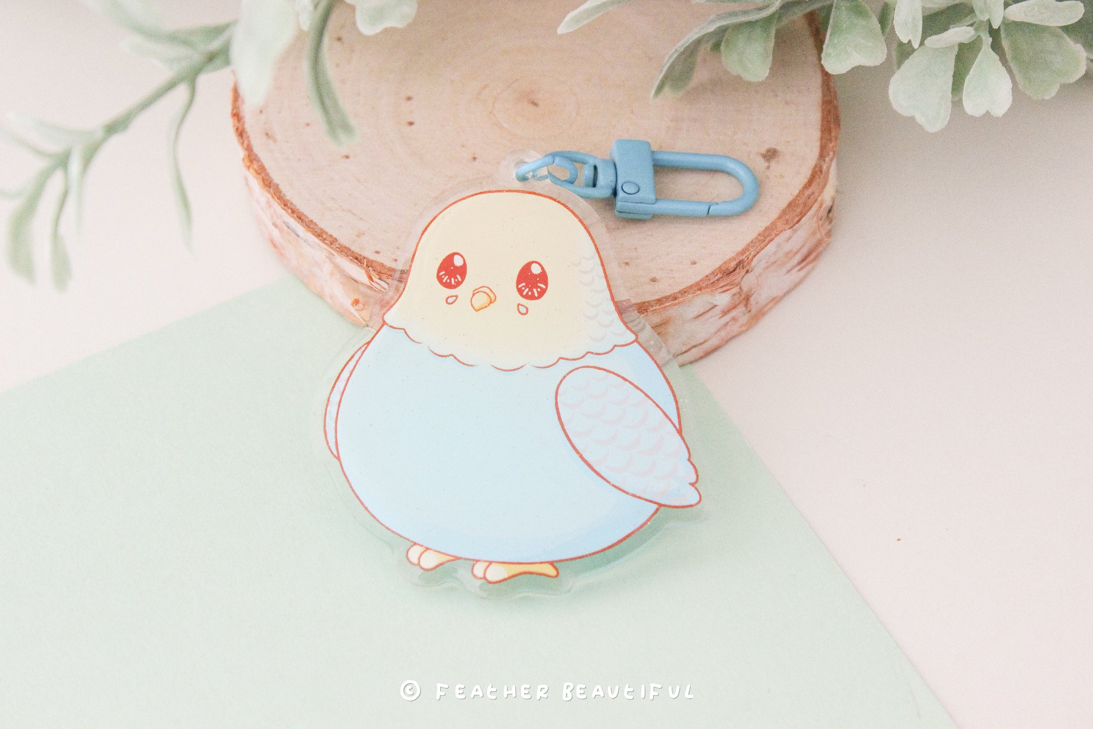 Chubby Blue Budgie - Acrylic Keychain