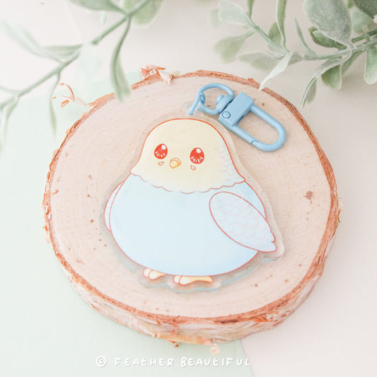 Chubby Blue Budgie - Acrylic Keychain