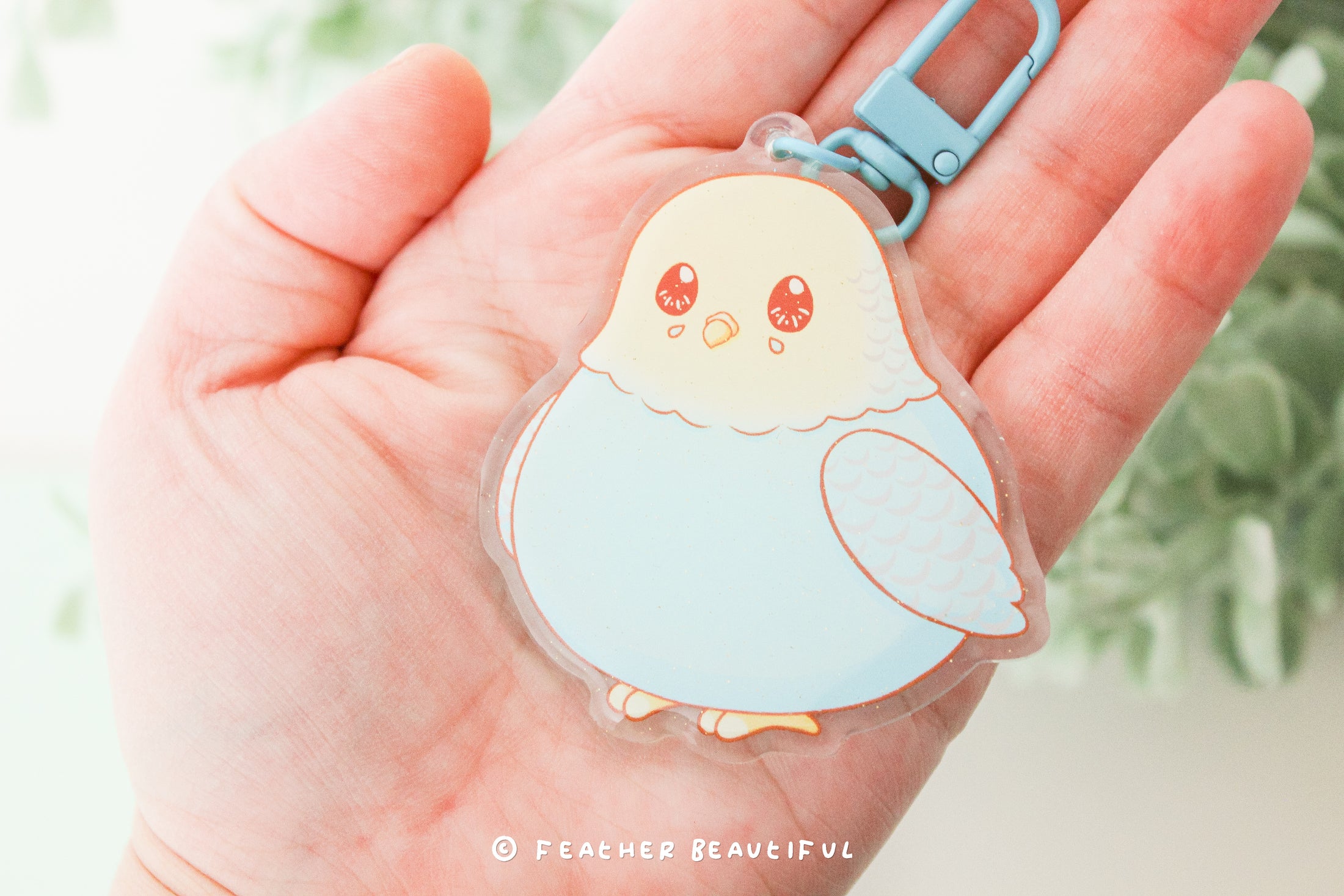 Chubby Blue Budgie - Acrylic Keychain