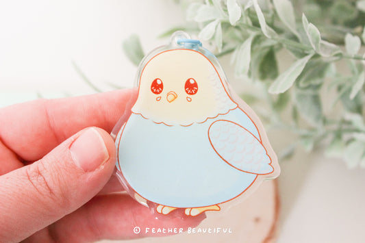 Chubby Blue Budgie - Acrylic Keychain