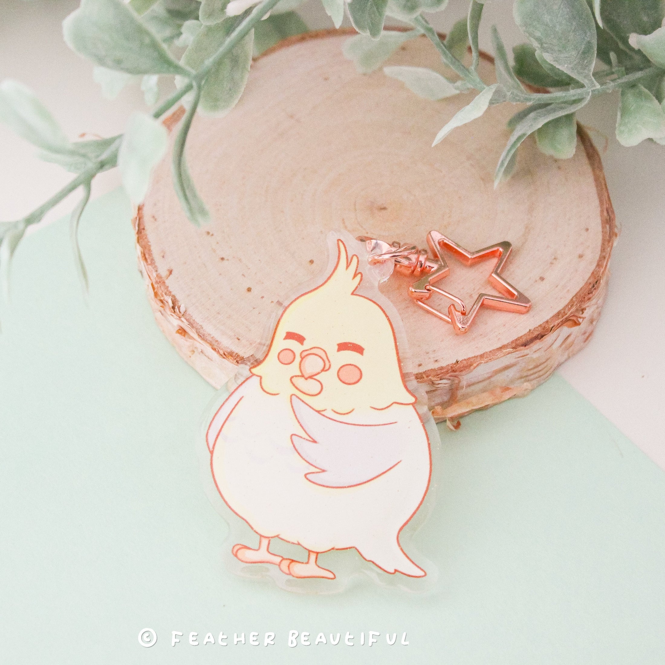 Cockatiel With Seed - Acrylic Keychain