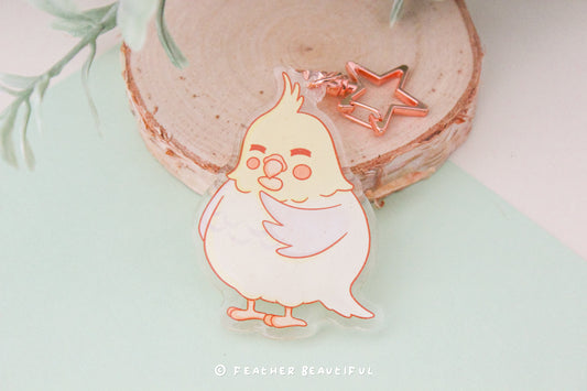 Cockatiel With Seed - Acrylic Keychain