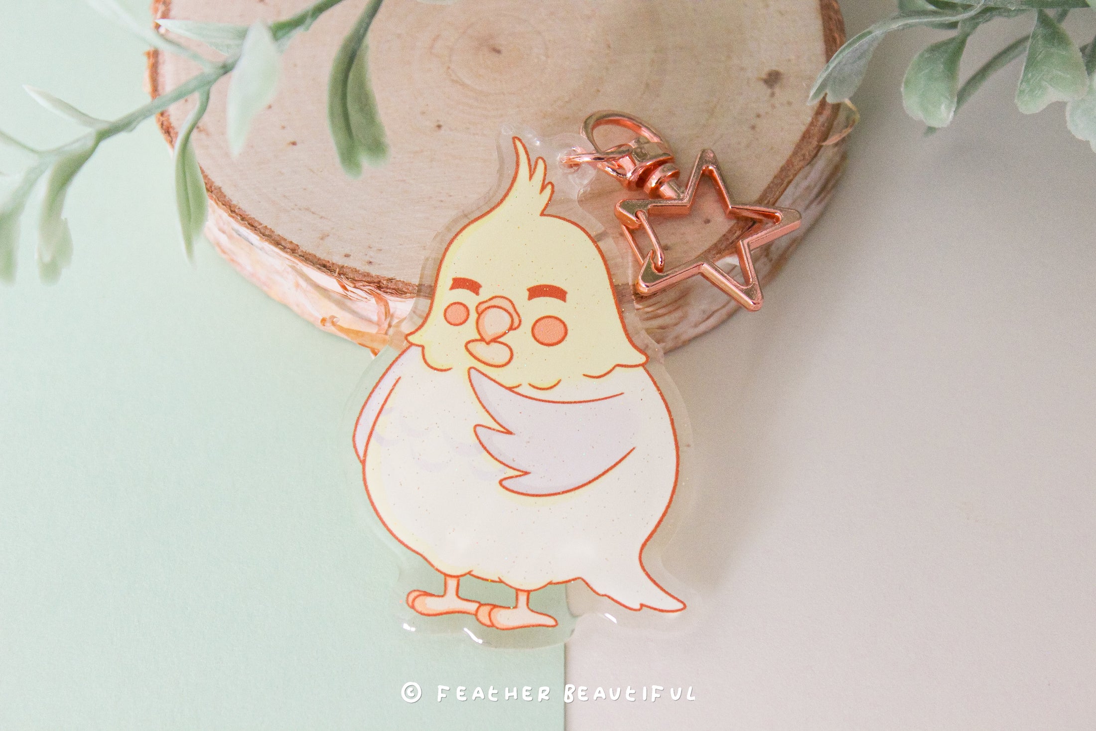 Cockatiel With Seed - Acrylic Keychain