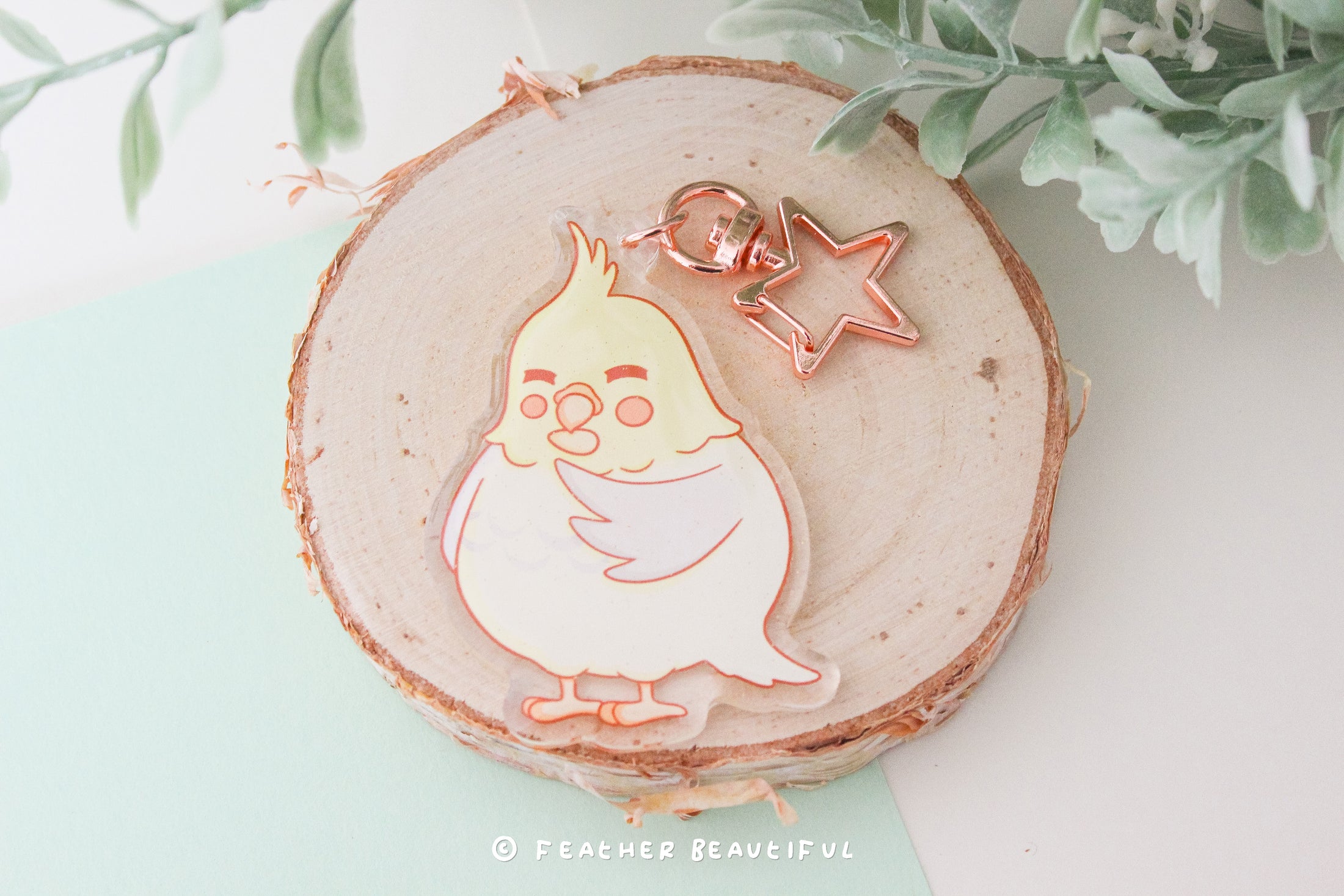 Cockatiel With Seed - Acrylic Keychain