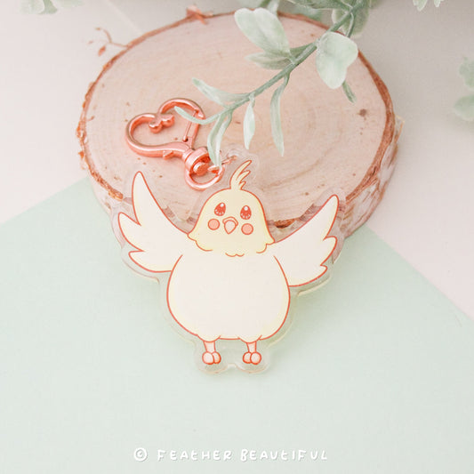 Wings Open Cockatiel - Acrylic Keychain