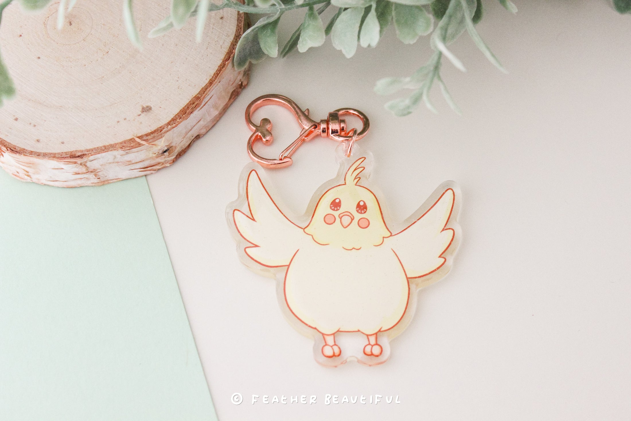 Wings Open Cockatiel - Acrylic Keychain