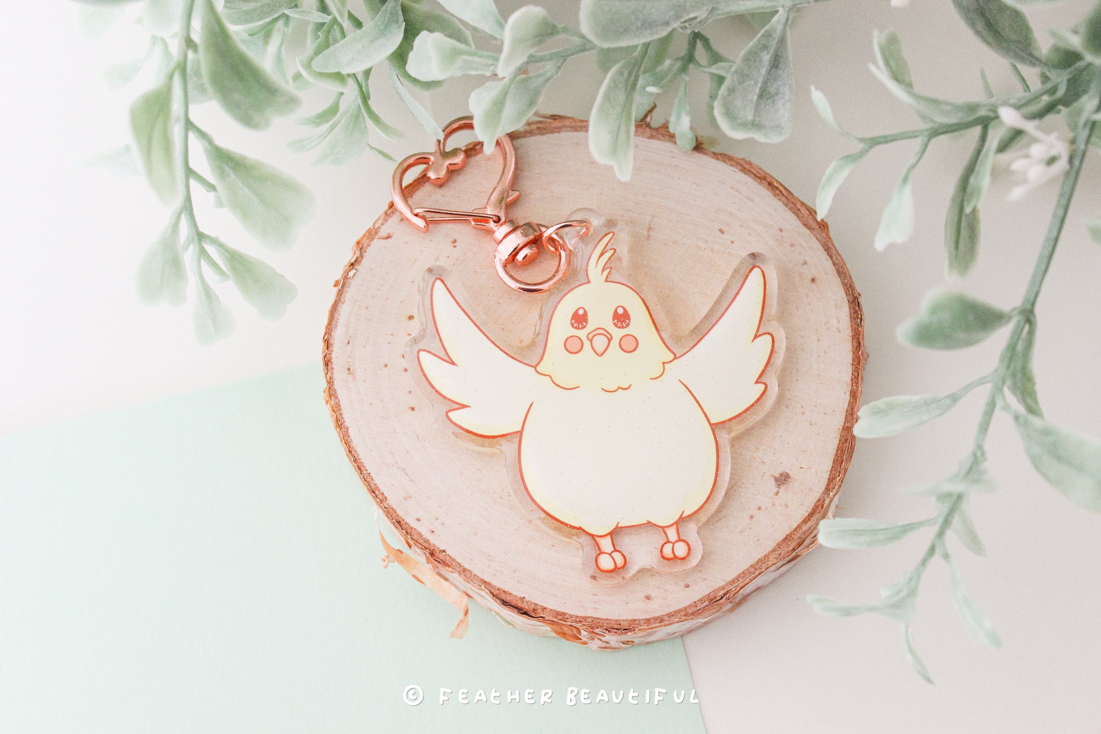 Wings Open Cockatiel - Acrylic Keychain