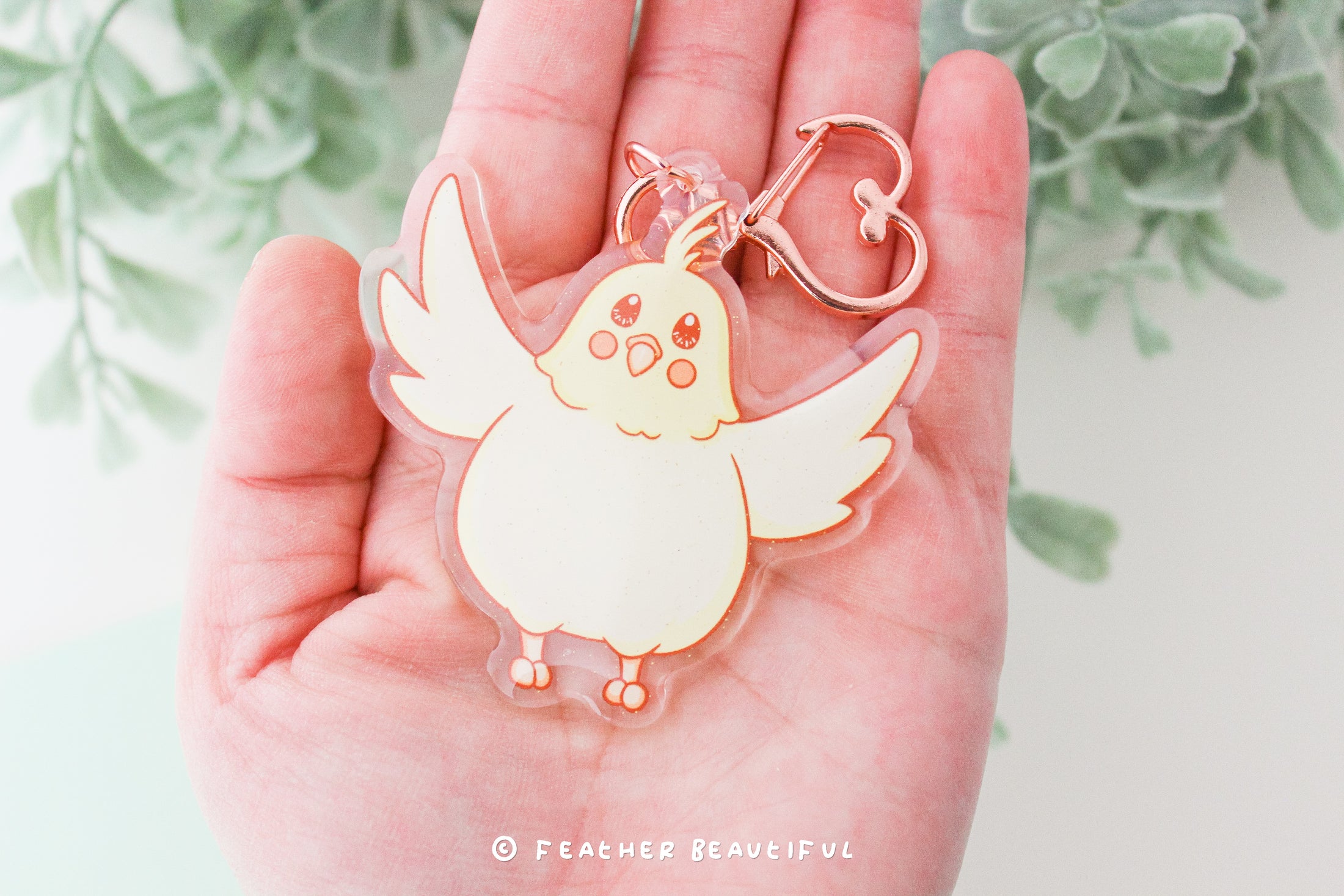 Wings Open Cockatiel - Acrylic Keychain