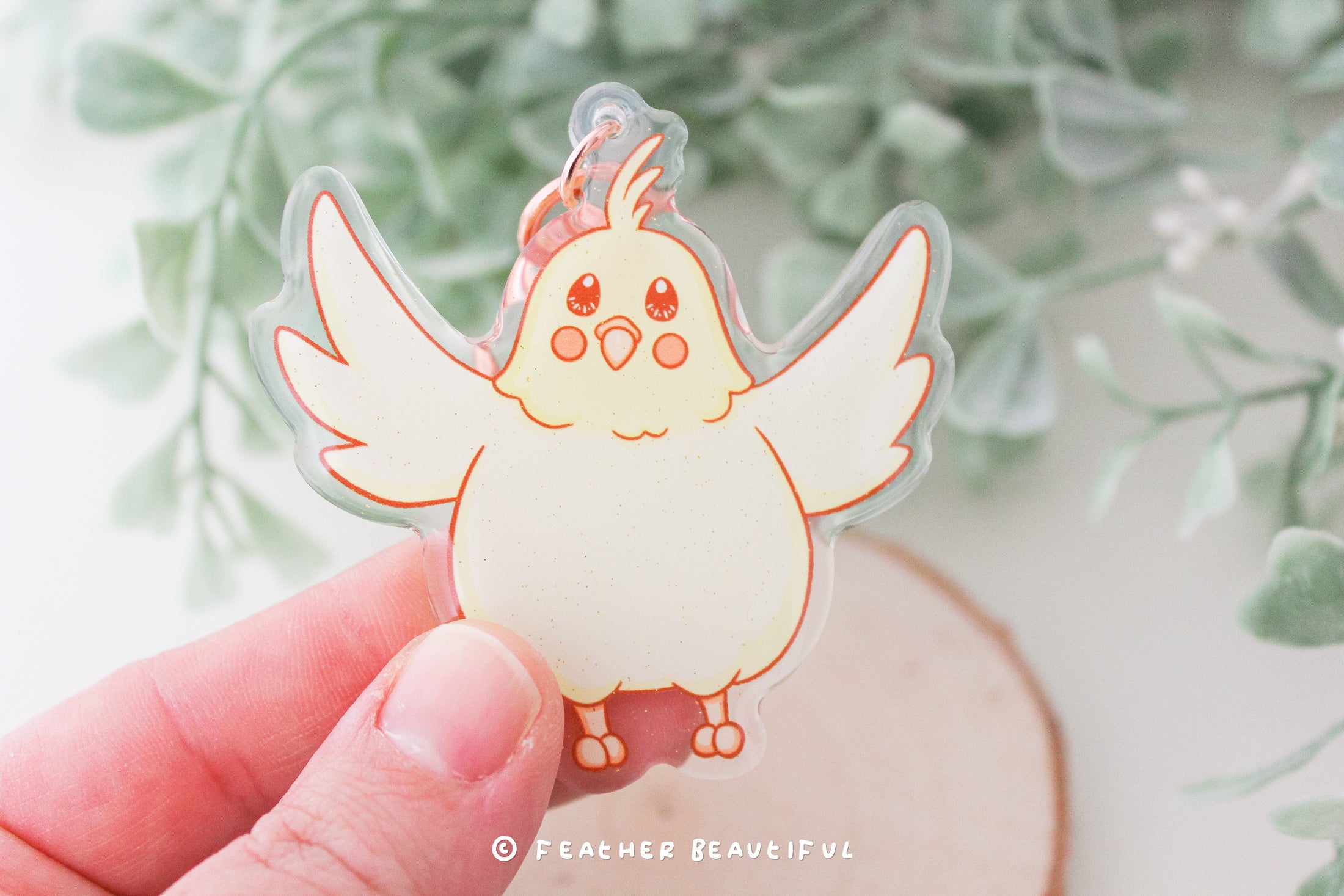 Wings Open Cockatiel - Acrylic Keychain