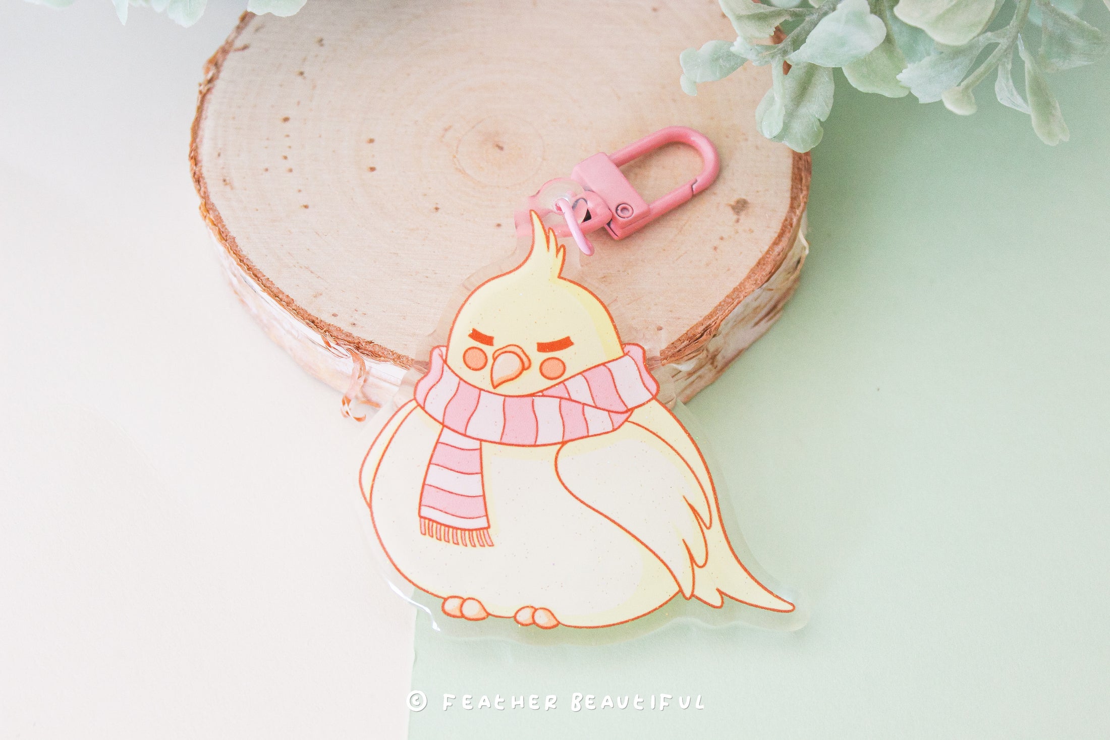 Cockatiel With Scarf - Acrylic Keychain