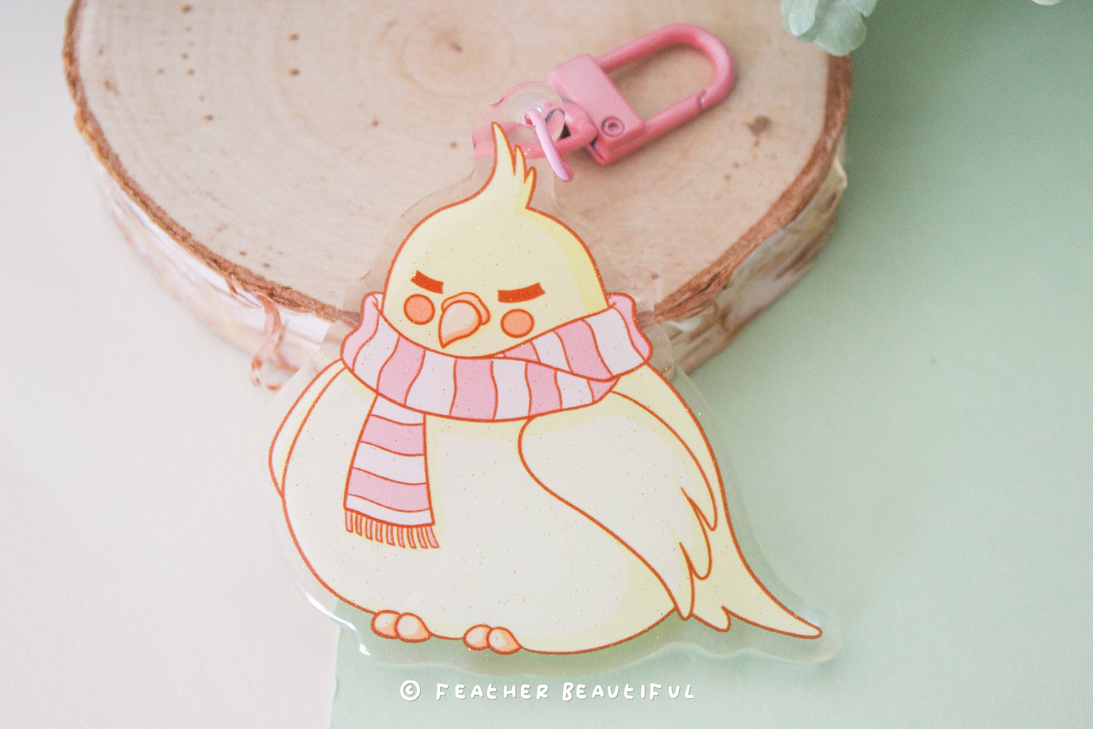 Cockatiel With Scarf - Acrylic Keychain