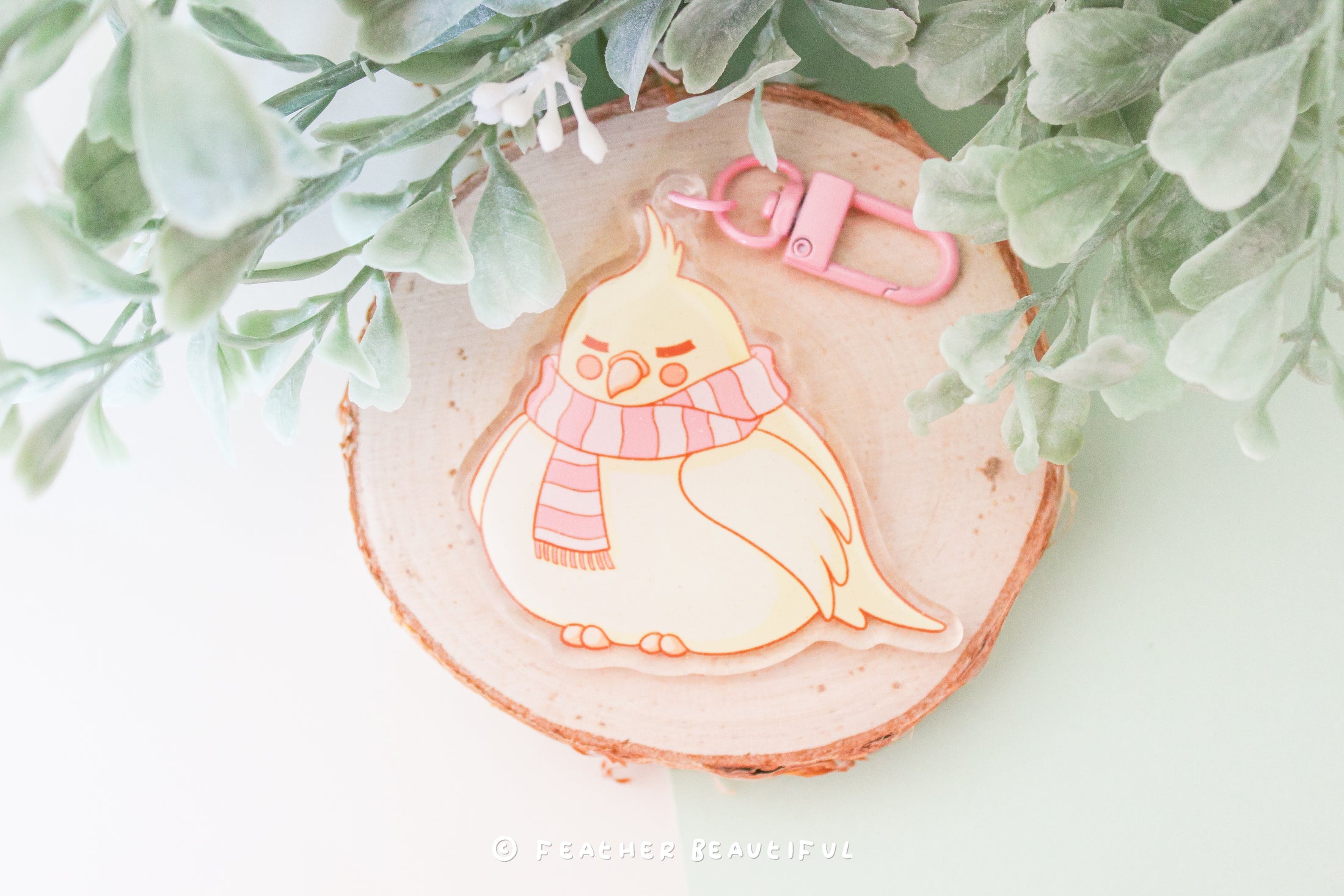 Cockatiel With Scarf - Acrylic Keychain