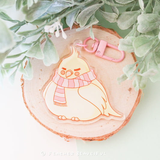 Cockatiel With Scarf - Acrylic Keychain