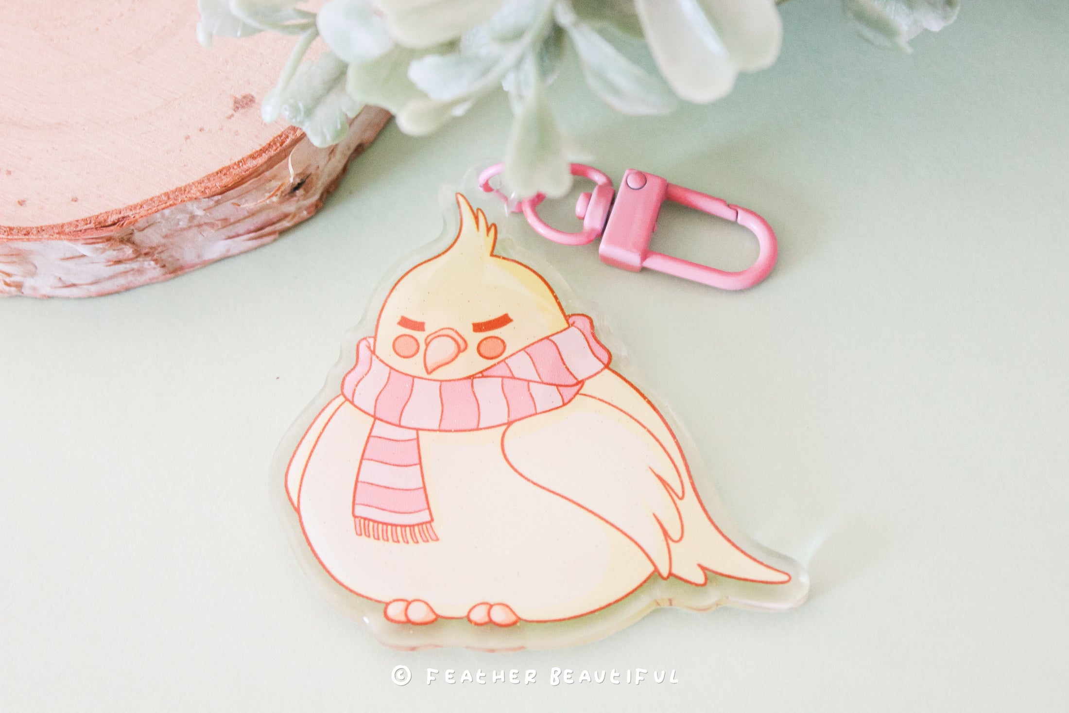 Cockatiel With Scarf - Acrylic Keychain