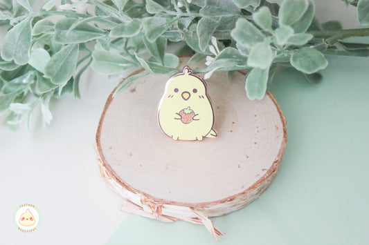 Cockatiel With Strawberry - Enamel Pin