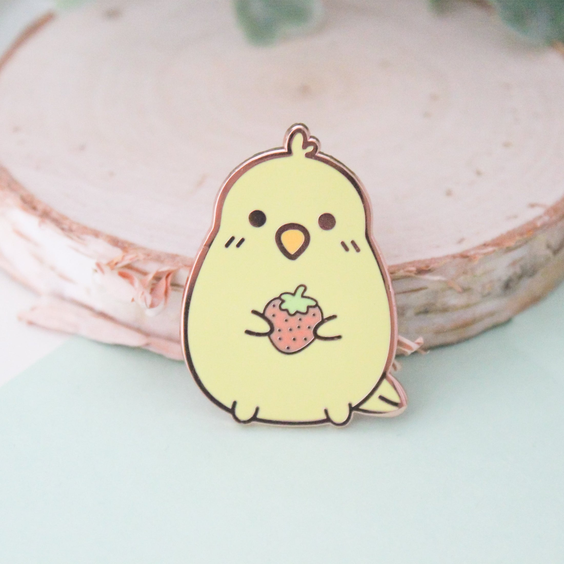Cockatiel With Strawberry - Enamel Pin