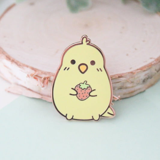 Cockatiel With Strawberry - Enamel Pin