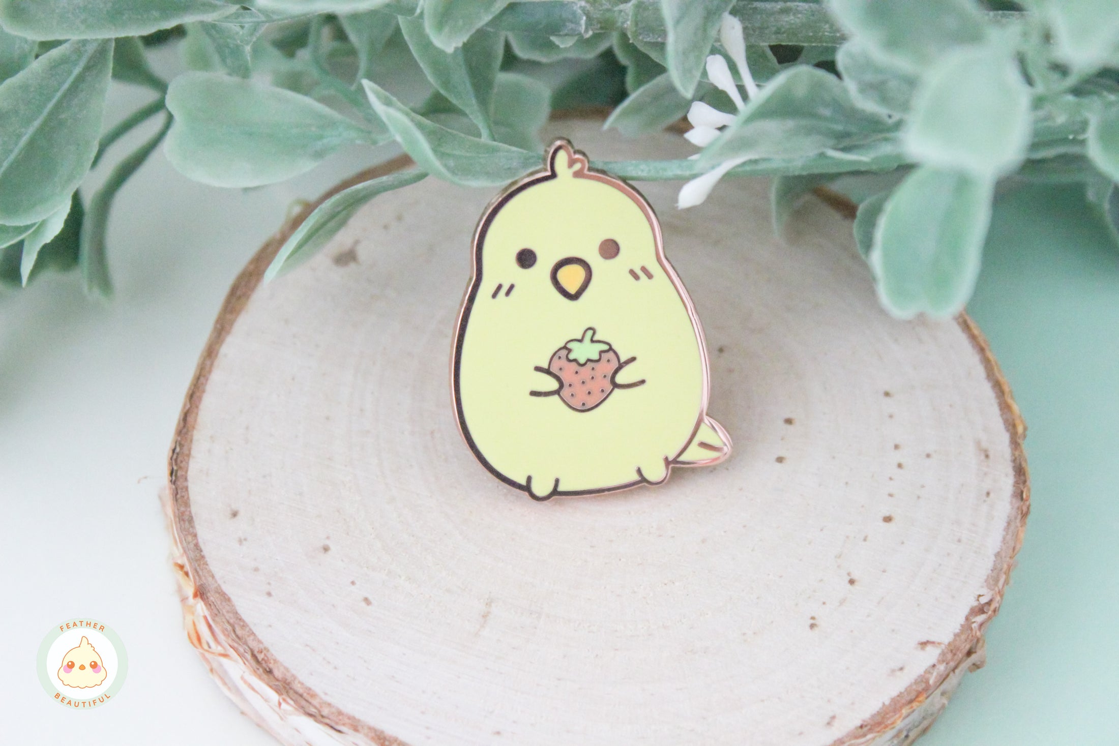 Cockatiel With Strawberry - Enamel Pin