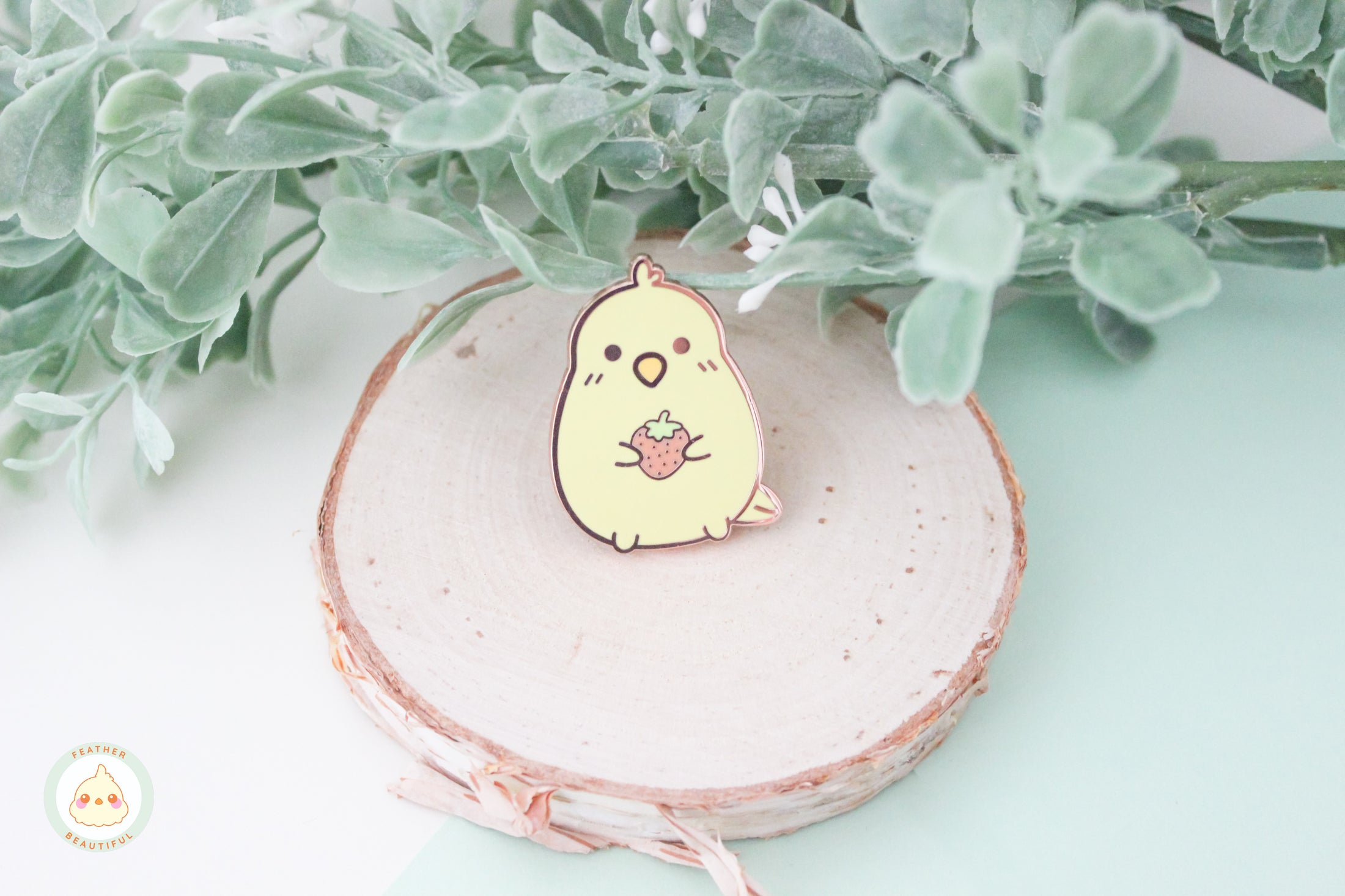 Cockatiel With Strawberry - Enamel Pin