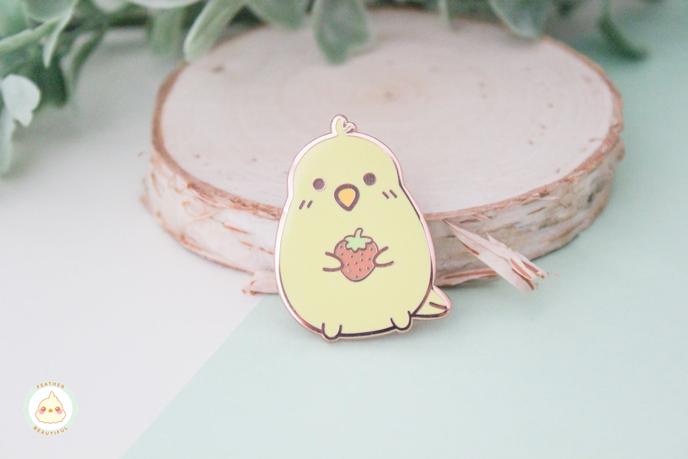 Cockatiel With Strawberry - Enamel Pin