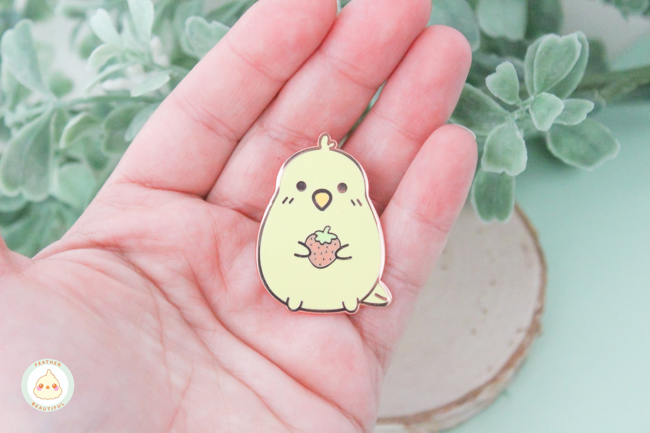 Cockatiel With Strawberry - Enamel Pin