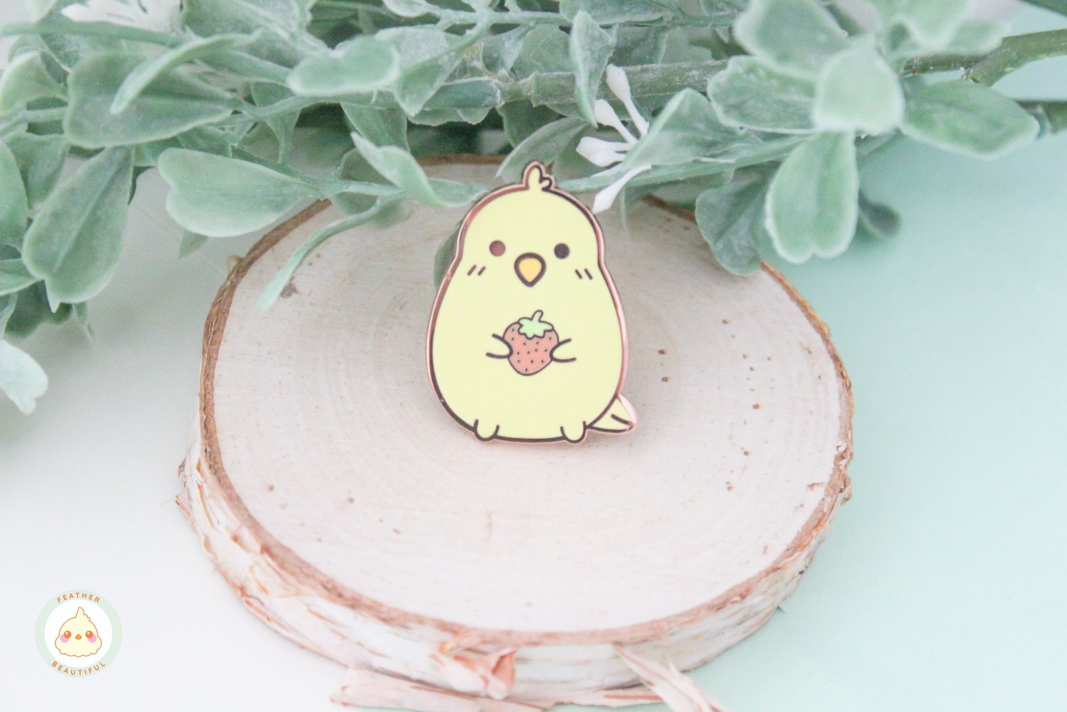 Cockatiel With Strawberry - Enamel Pin