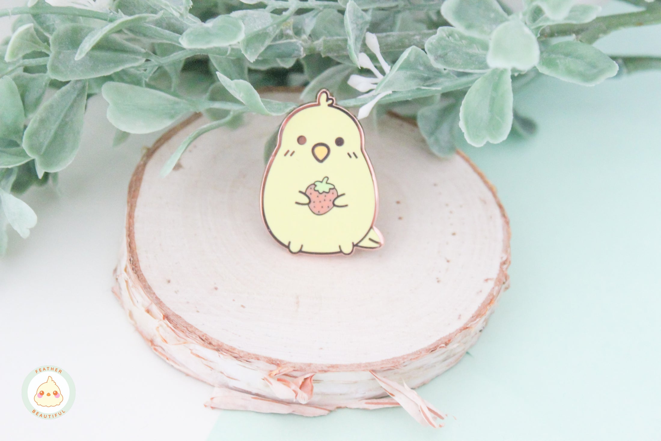 Cockatiel With Strawberry - Enamel Pin