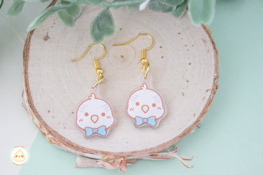 Blue Bow Budgie - Earring