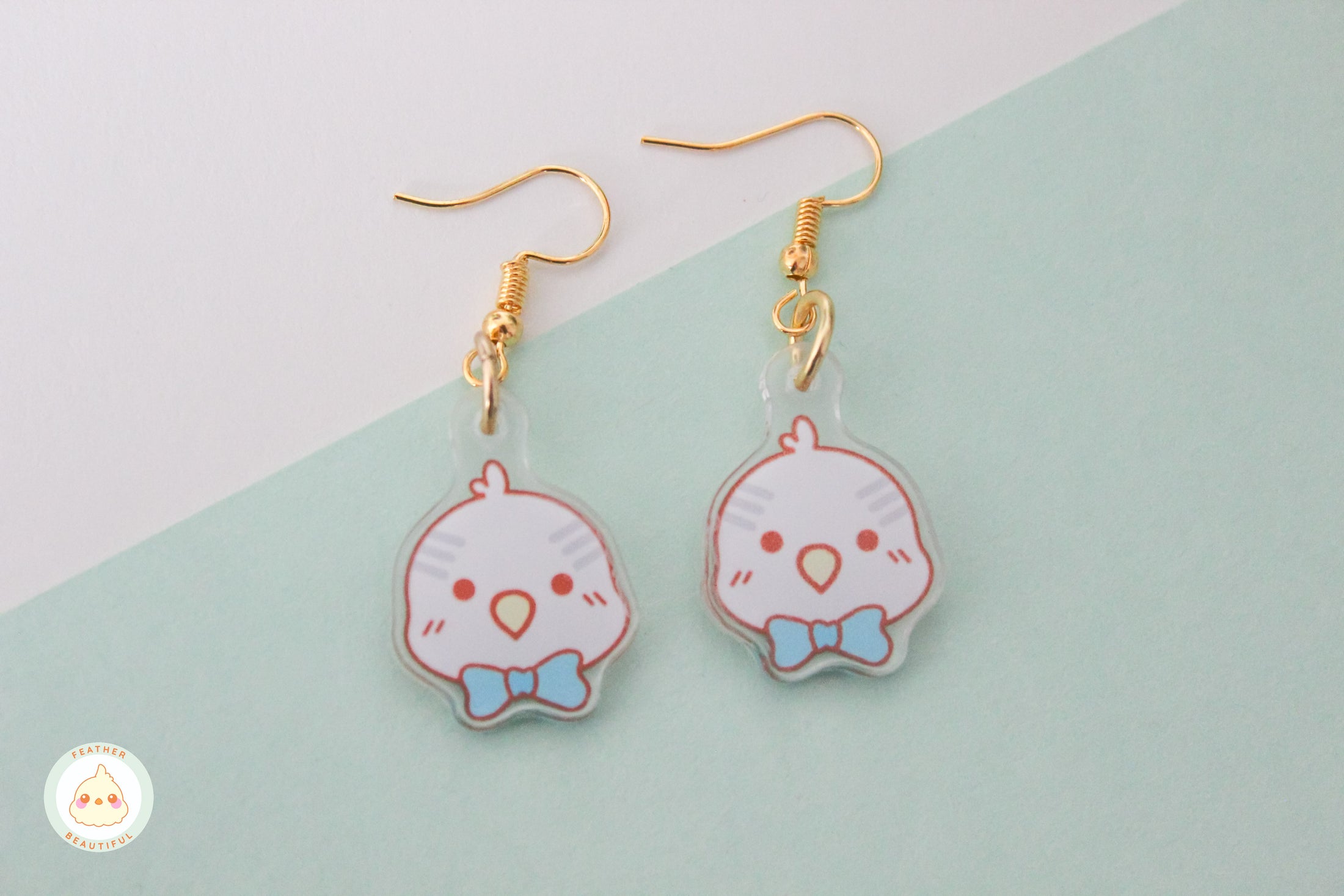 Blue Bow Budgie - Earring