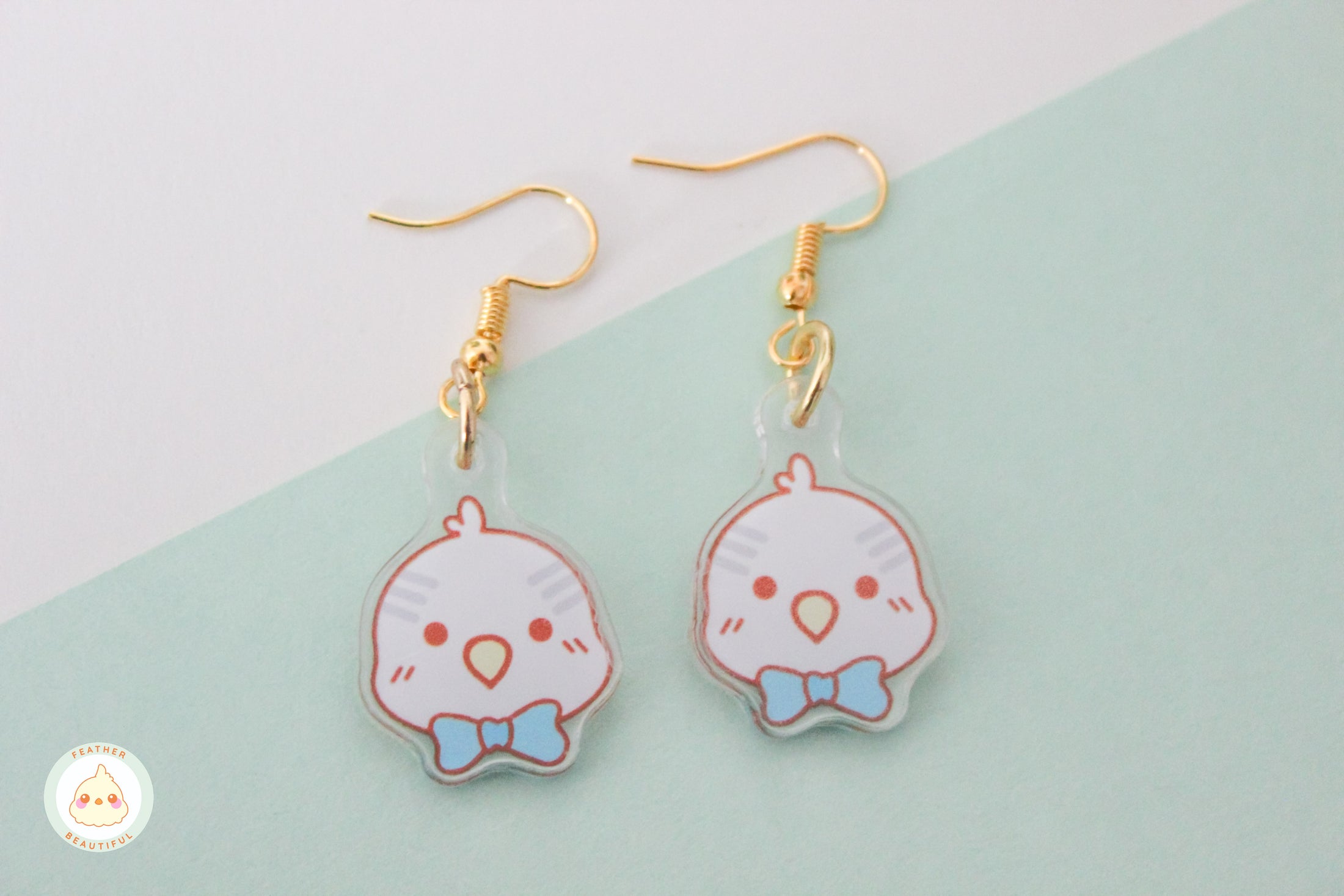 Blue Bow Budgie - Earring