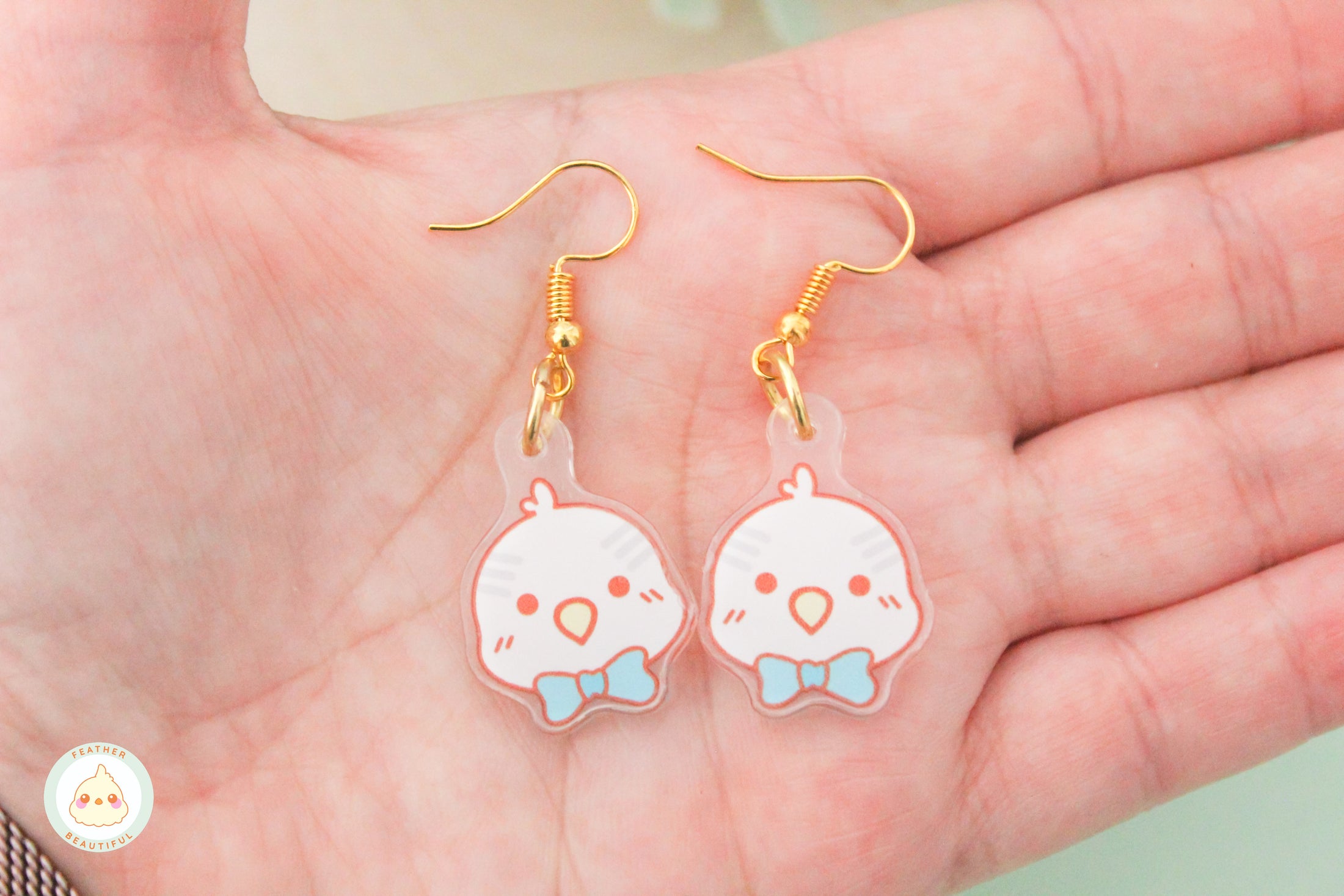 Blue Bow Budgie - Earring