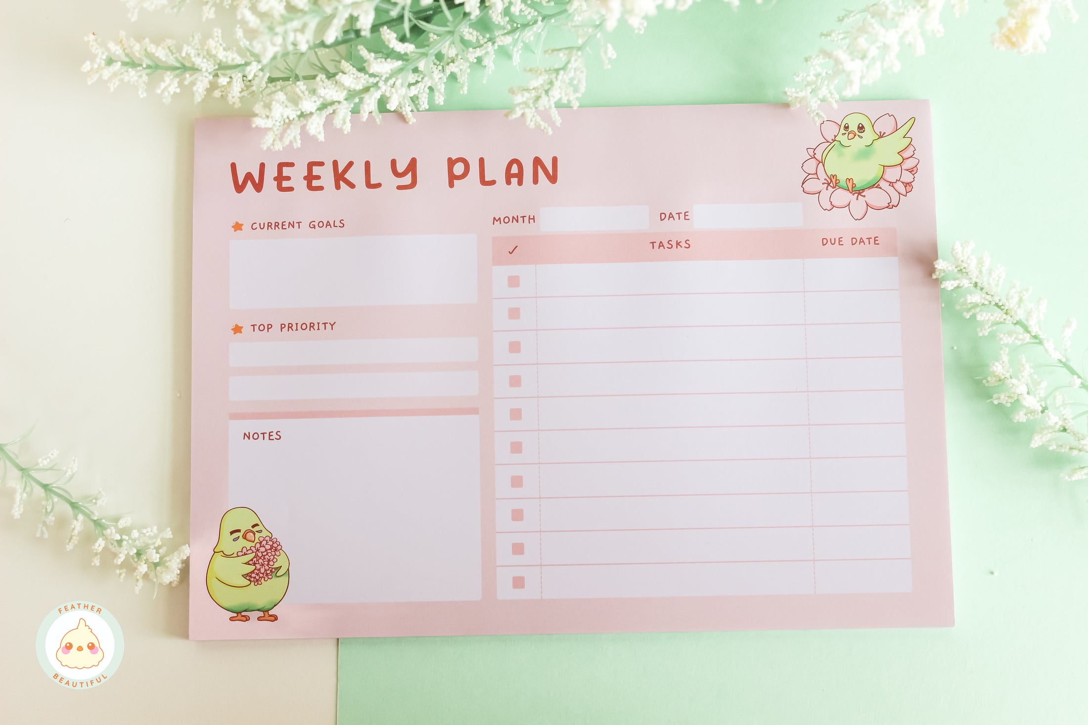 Budgie Weekly Planner - Notepad