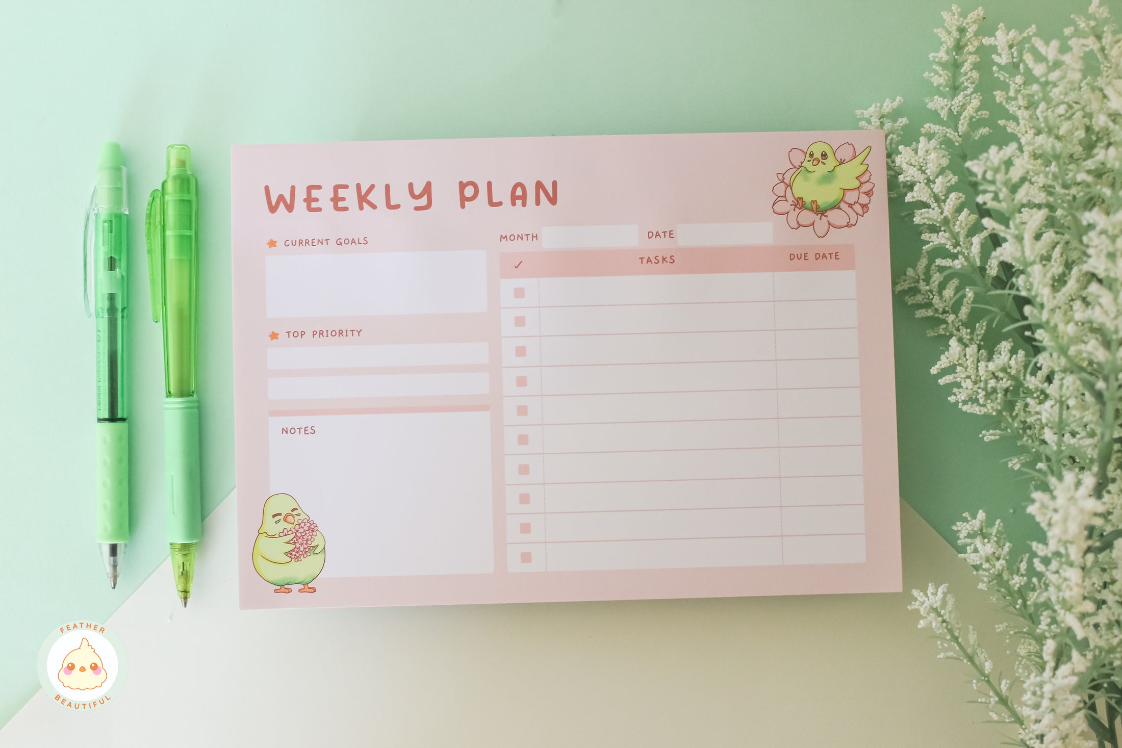Budgie Weekly Planner - Notepad